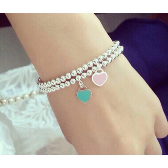 Bracelet .925 Silver w Pink Heart 🌷 - Picture 2 of 5